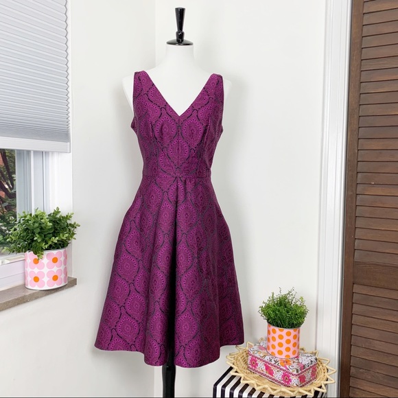 Yoana Baraschi Jacquard Purple Magenta Dress